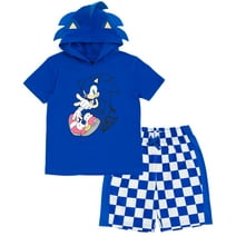 SEGA Sonic The Hedgehog Little Boys Cosplay T-Shirt and Mesh Shorts Outfit Set Little Kid to Big Kid