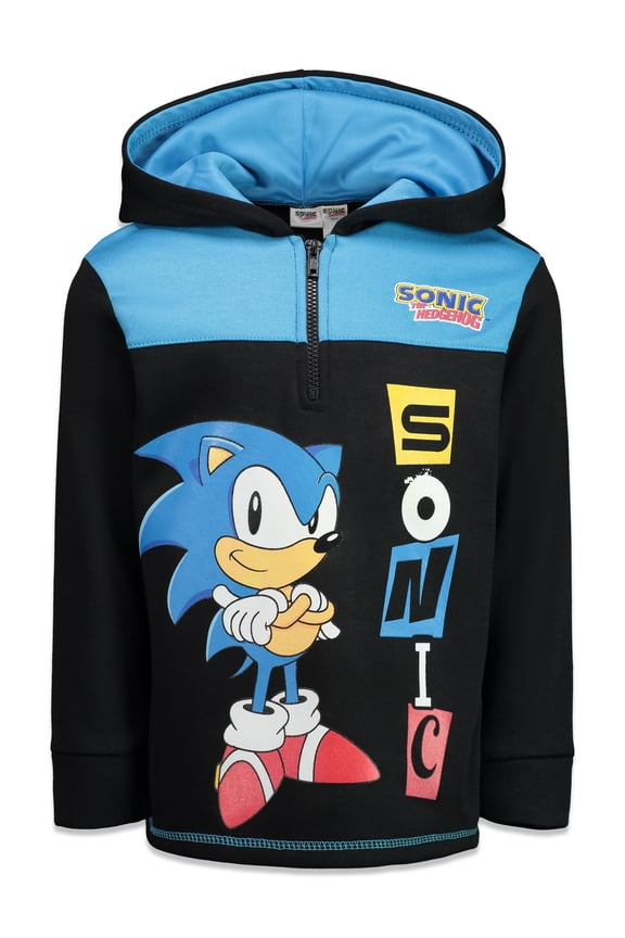 Sonic The Hedgehog Little Boys Fleece Hoodie Zip Up Pullover Sweatshirt 7 Black