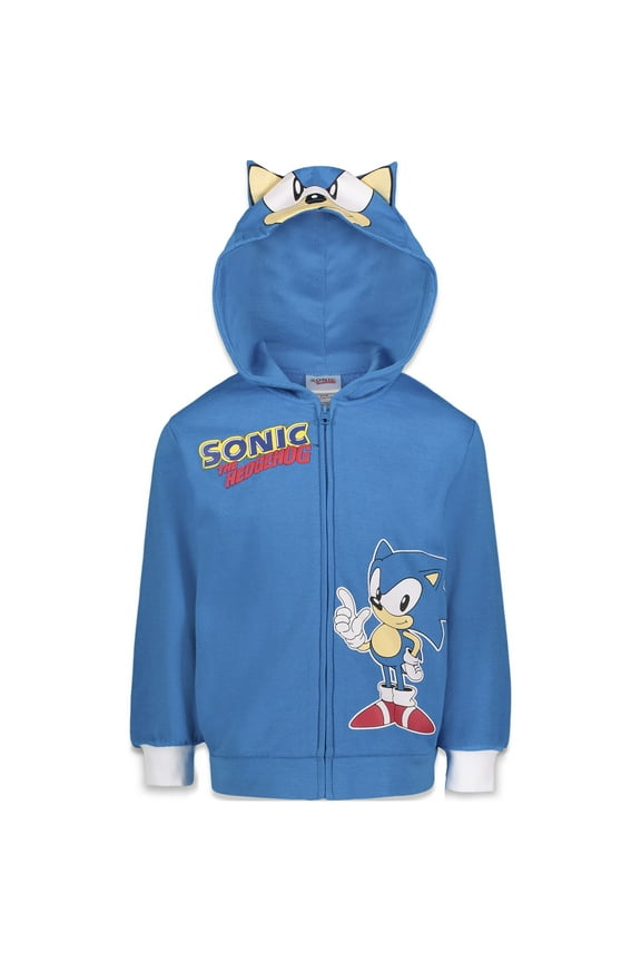 Sonic The Hedgehog Little Boys Fleece Zip Up Hoodie Toddler to Big Kid