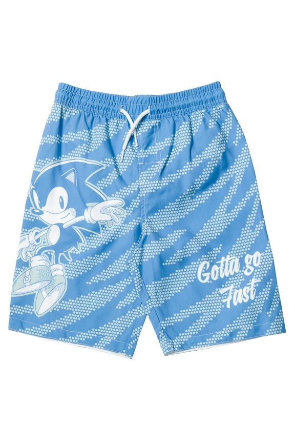 Sonic The Hedgehog Little Boys Swim Trunks Bathing Suit Blue/Gray 5-6