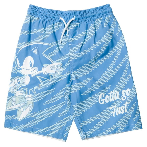 SEGA Sonic The Hedgehog Little Boys Swim Trunks Bathing Suit Blue/Gray 5