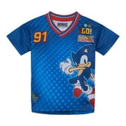 SEGA Sonic The Hedgehog Mesh Soccer Jersey Athletic V-neck T-Shirt Toddler to Big Kid