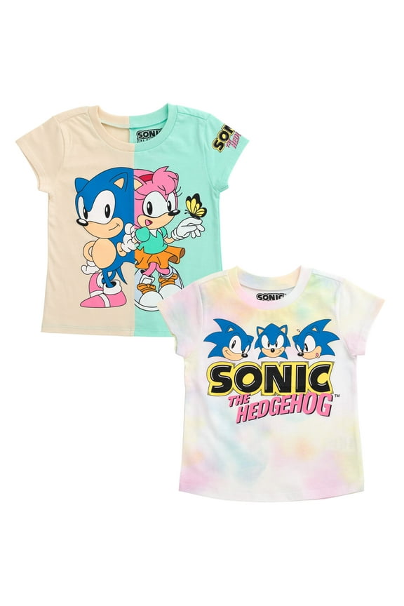 Sonic The Hedgehog Rosy the Rascal Big Girls 2 Pack T-Shirts Toddler to Big Kid
