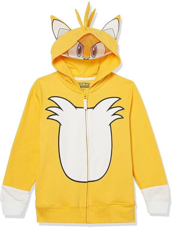 Sonic The Hedgehog Tails Costume Zip Up Fleece Hoodie-Boys 4-20, Gold, 7