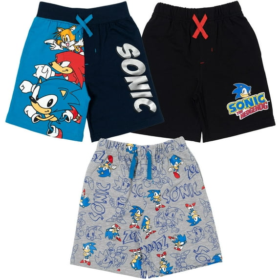 SEGA Sonic The Hedgehog Tails Knuckles Big Boys 3 Pack Shorts Toddler to Big Kid
