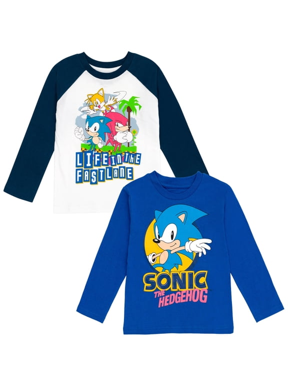 Sonic The Hedgehog Tails Knuckles Little Boys 2 Pack T-Shirts Gray / Blue 5