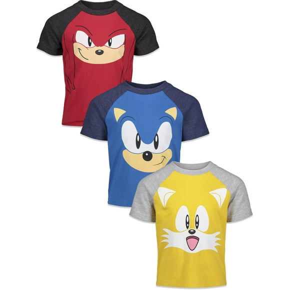 Sonic The Hedgehog Tails Knuckles Little Boys 3 Pack T-Shirts Toddler to Big Kid