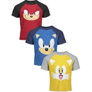 SEGA Sonic The Hedgehog Tails Knuckles Little Boys 3 Pack T-Shirts Toddler to Big Kid