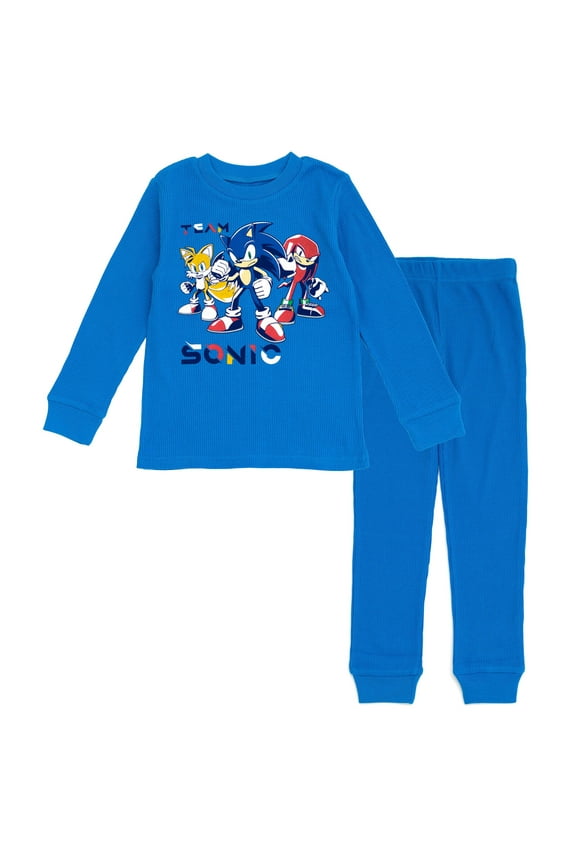 Sonic The Hedgehog Tails Knuckles Little Boys Thermal T-Shirt Pants Blue 7-8