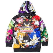 SEGA Sonic the Hedgehog Little Boys Athletic Fleece Hooded Sweatshirt Group Black
