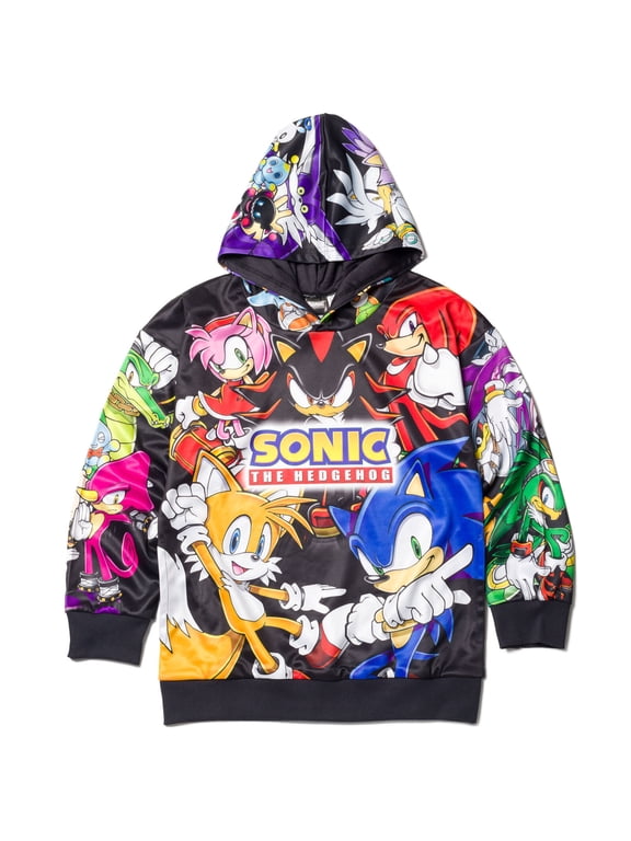 Sonic the Hedgehog Little Boys' Athletic Fleece Hooded Sweatshirt Group Black