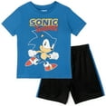 thumbnail image 1 of SEGA Sonic The Hedgehog Toddler Boys Athletic Pullover T-Shirt Mesh Shorts Outfit Set Toddler to Big Kid, 1 of 5