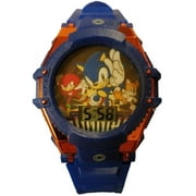 SEGA Sonic The Hedgehog LCD Unisex Children Watch with Metallic Rotating Light-Up Dial Silicone Strap (SNC4115WM)