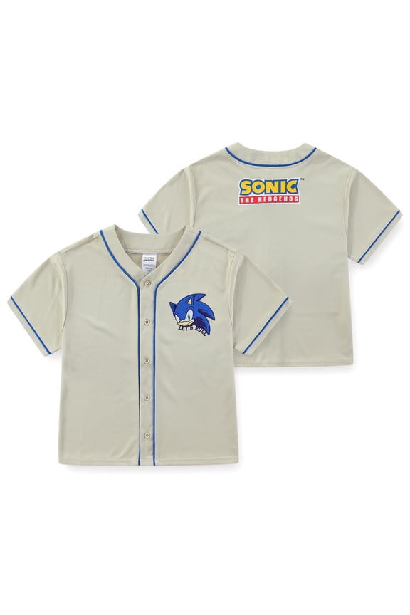 SEGA Sonic the Hedgehog Baseball Jersey Button Down Shirt (Boys), Sizes 4-7