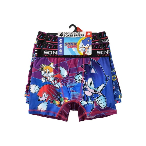 SEGA Sonic the Hedgehog Boy's Boxer Brief Underwear, 4-Pack, Sizes XS-XL