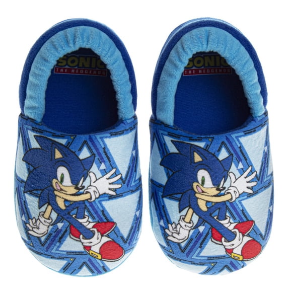 Sega Sonic The Hedgehog Boys Dual Sizes Slippers. (Toddler Little Kids), Blue, 5-6