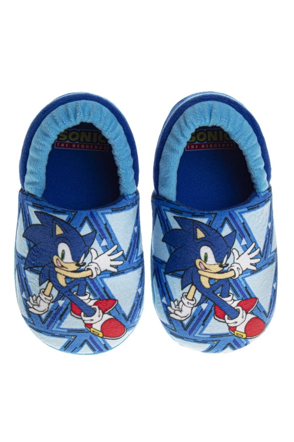 Sonic The Hedgehog Boys Dual Sizes Slippers. (Toddler Little Kids), Blue, 5-6