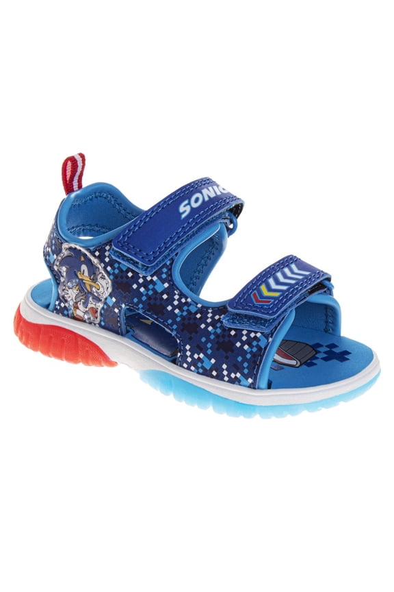 Sonic the Hedgehog Boys Hook and Loop Sport Sandals with Tails (Toddler), blue, Size: 11