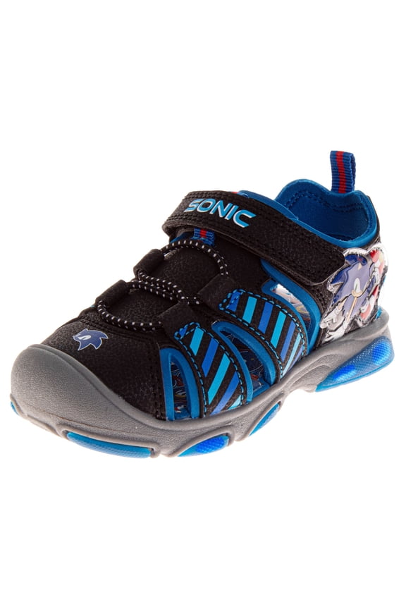Sonic the Hedgehog Boys Hook and Loop Sport Sandals with Tails (Little Kids), blue, Size: 12