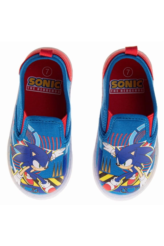 SEGA Sonic the Hedgehog Boys Light-Up Slip-On Canvas Sneakers (Toddler), Blue, Size: 7