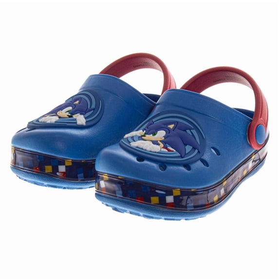 SEGA Sonic the Hedgehog Boys Slip-On Clogs with Back Strap (Toddler), Blue, Size: 9-10