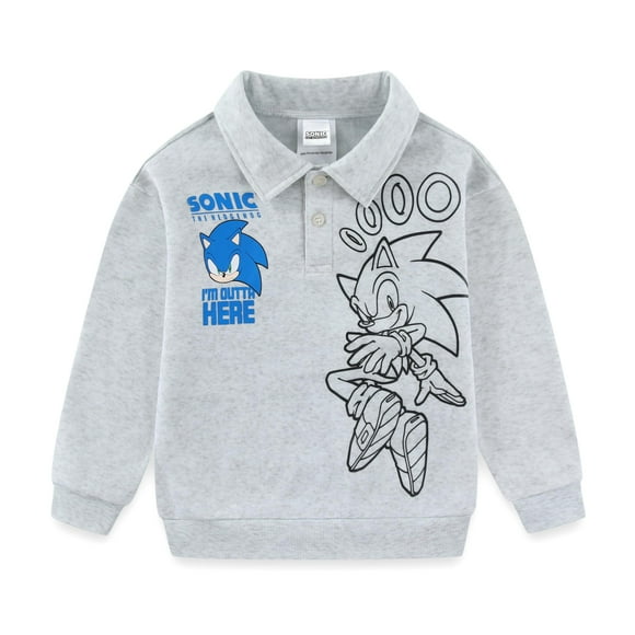 SEGA Sonic the Hedgehog Long Sleeve Rugby Polo Shirt (Boys), Sizes 4-7