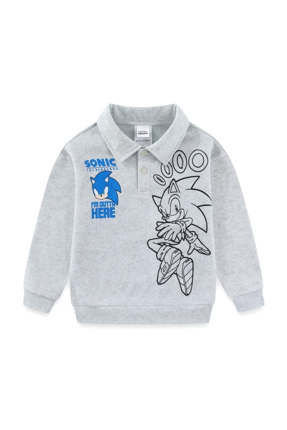 SEGA Sonic the Hedgehog Long Sleeve Rugby Polo Shirt (Boys), Sizes 4-7