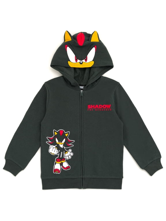 Sonic the Hedgehog Big Boys' Fleece Cosplay Zip-Up Hoodie Shadow Charcoal