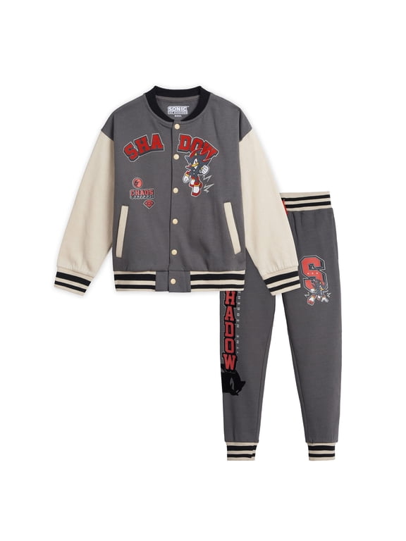 Sonic the Hedgehog Shadow Fleece Varsity Bomber Jacket and Jogger Pants Little Kid to Big Kid