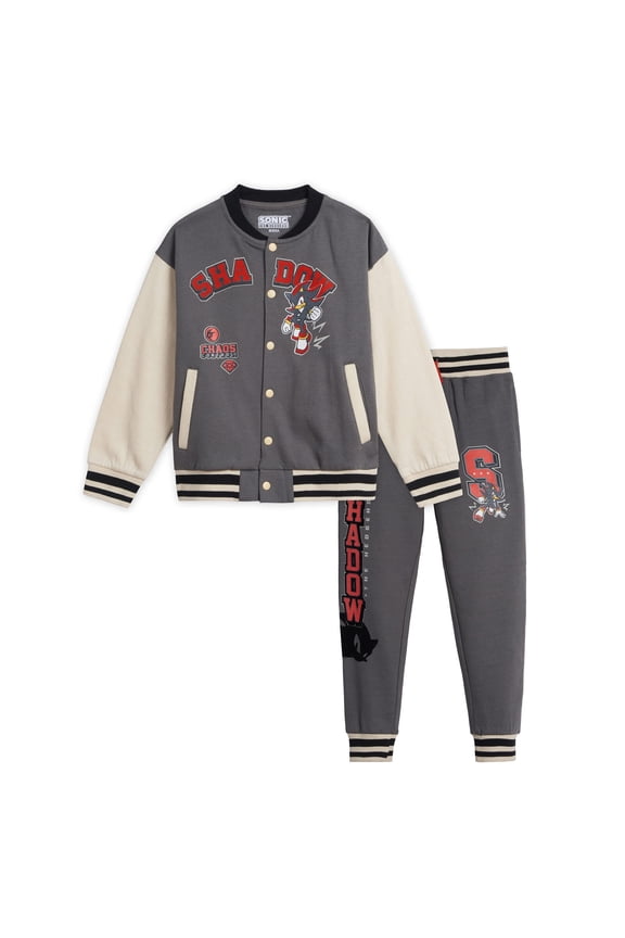 Sonic the Hedgehog Shadow Fleece Varsity Bomber Jacket and Jogger Pants Little Kid to Big Kid