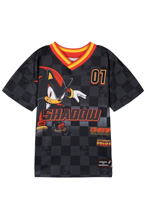 Sonic the Hedgehog Shadow Mesh Soccer Jersey Athletic T-Shirt Toddler to Big Kid