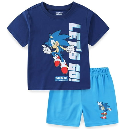 SEGA Sonic the Hedgehog Short Sleeve T-Shirt and Short Set (Boys), 2 Piece Set, Sizes 4-7