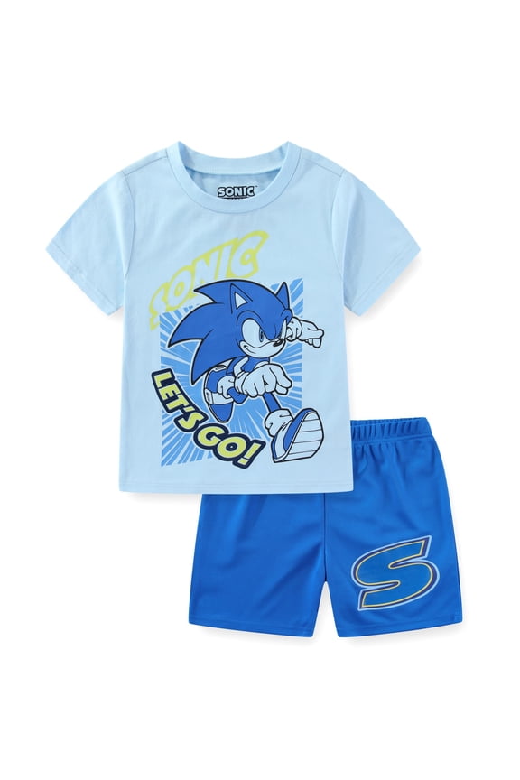SEGA Sonic the Hedgehog Short Sleeve T-Shirt and Short Set (Boys), 2 Piece Set, Sizes 4-10