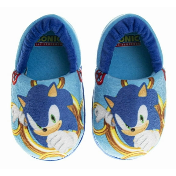 Sega Sonic The Hedgehog Slippers, Kids House Shoes Lightweight Plush Warm Comfort Soft Aline Slipper (Toddlers, Little Kids), Blue, Size: 5, 6