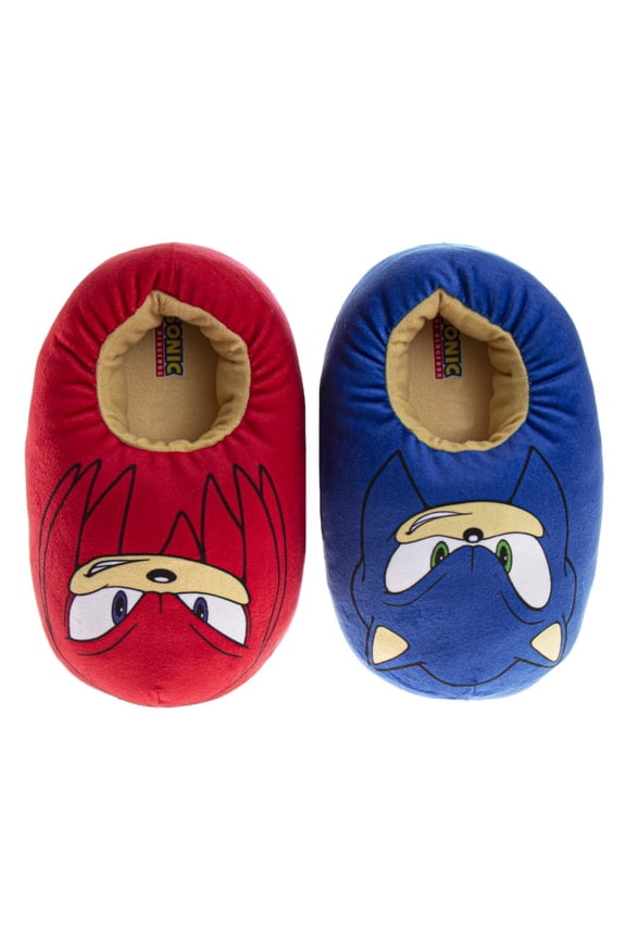 Sonic The Hedgehog Slippers, Kids House Shoes Plush Comfort Slipper (Little Kids, Big Kids), Red Blue, Size: 11 12