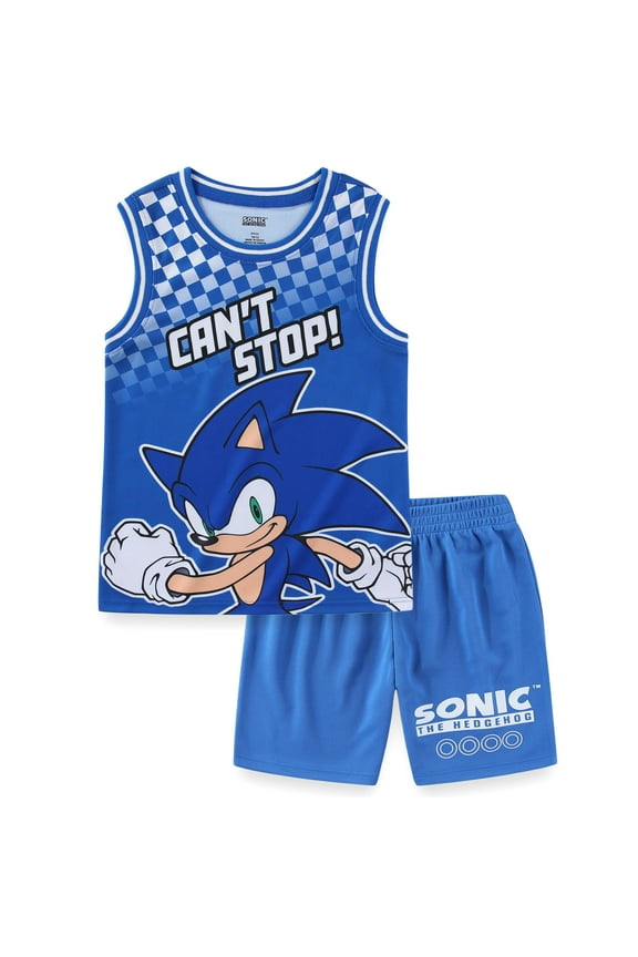 Sonic the Hedgehog Tank Top Shirt and Mesh Short Set (Boys), 2 Piece Set, Sizes 4-12