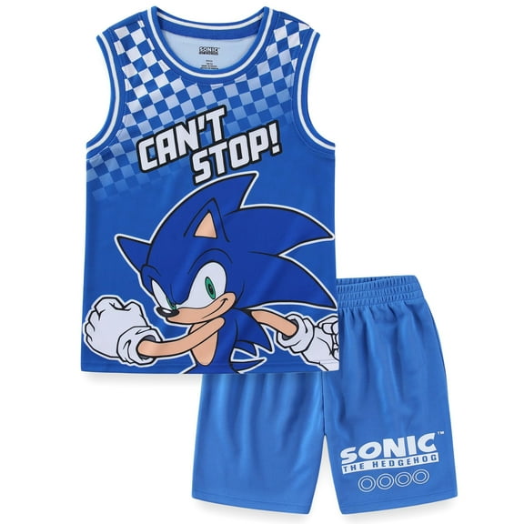 SEGA Sonic the Hedgehog Tank Top Shirt and Mesh Short Set (Boys), 2 Piece Set, Sizes 4-12