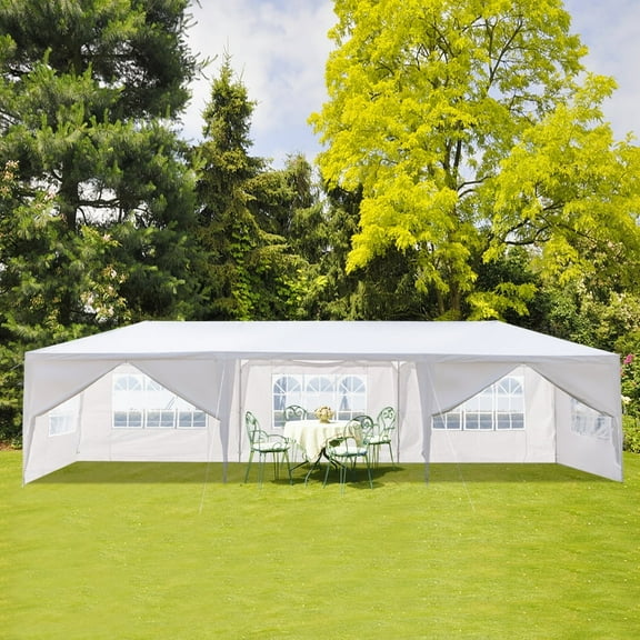 SEGMART 10 x 20ft Canopy Tent with 4 Removable SideWalls for Patio Garden, Sunshade Outdoor Gazebo BBQ Shelter Pavilion, for Party Wedding Catering Gazebo Garden Beach Camping Patio, White, SS1093