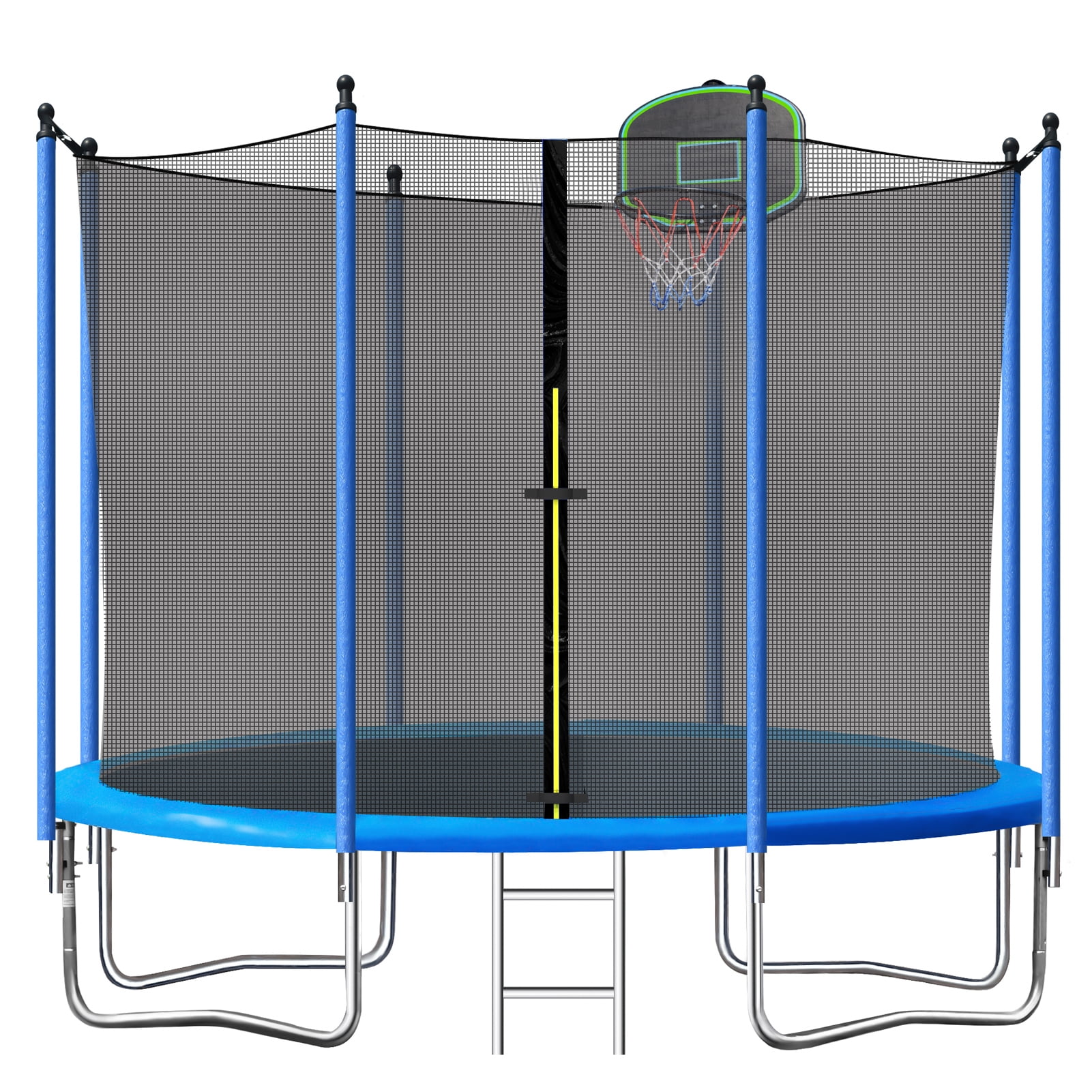 SEGMART 10ft Trampoline for Kids with Basketball Hoop and Enclosure Net/Ladder,Blue