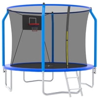 SEGMART 10ft Trampoline w/ Basketball Hoop,Enclosure Net & Ladder (Blue)