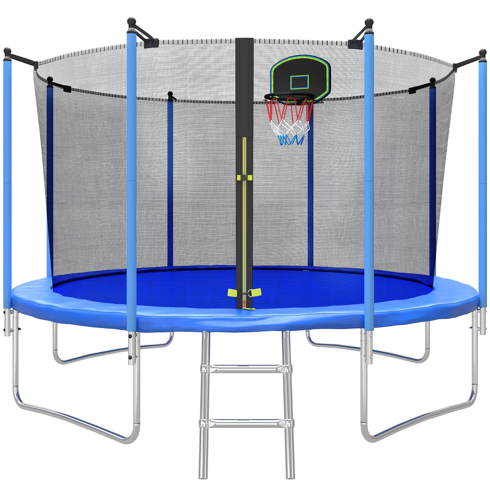 GOPLUS Trampoline D.305CM pour Enfant,avec Panier de Basketball