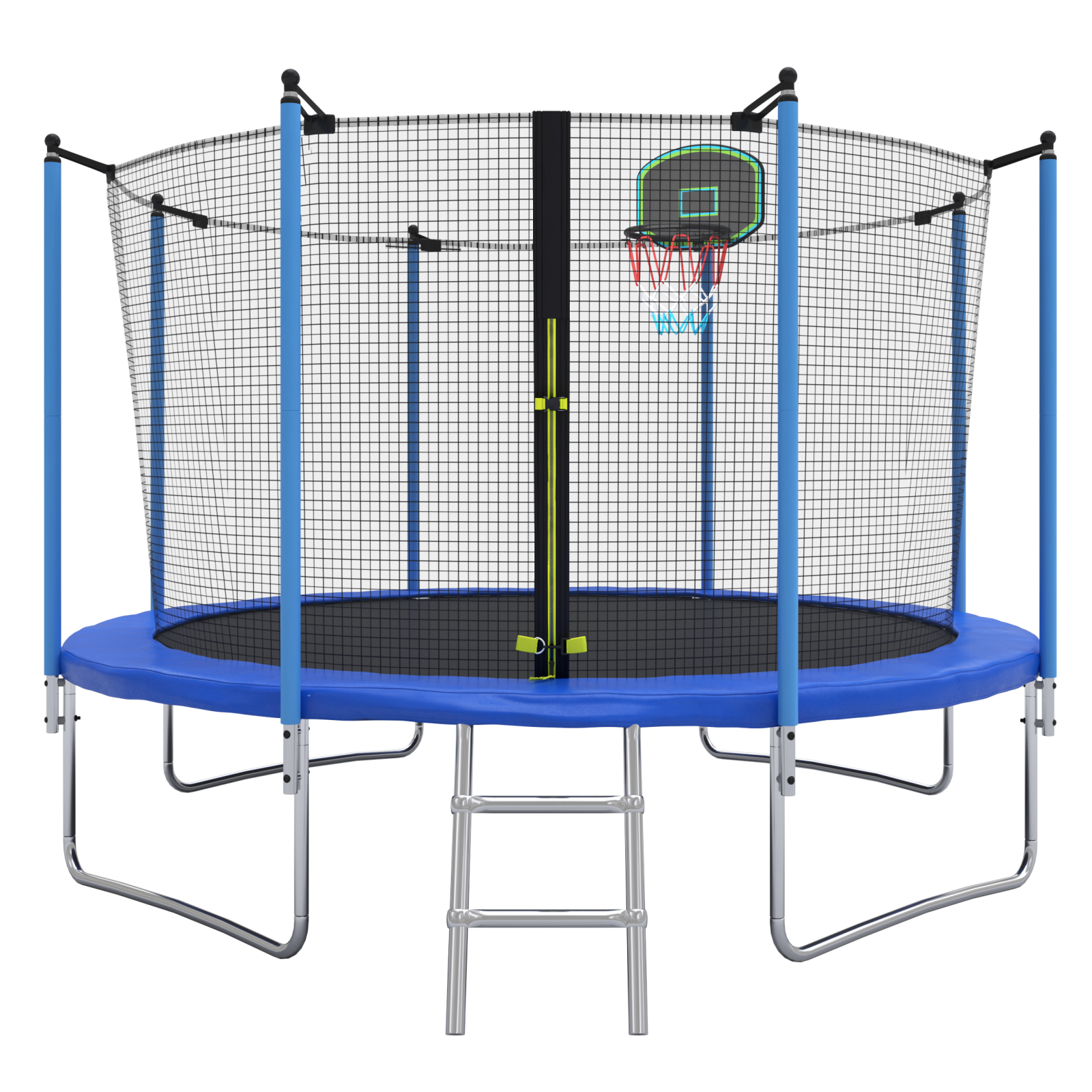 SEGMART 12ft Blue Trampoline for Kids with Basketball Hoop/Ladder,L