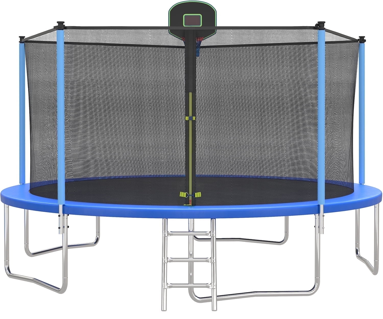 SEGMART 10ft Trampoline for Kids with Basketball Hoop and Enclosure Net/Ladder,Blue