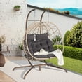 thumbnail image 1 of SEGMART 2-Person Hanging Swing Chair with Stand, Double Hanging Egg Chair with Cushion and Pillow, Foldable Wicker Rattan Patio Basket Hanging Chair for Indoor Outdoor Garden, Dark Gray, 1 of 10