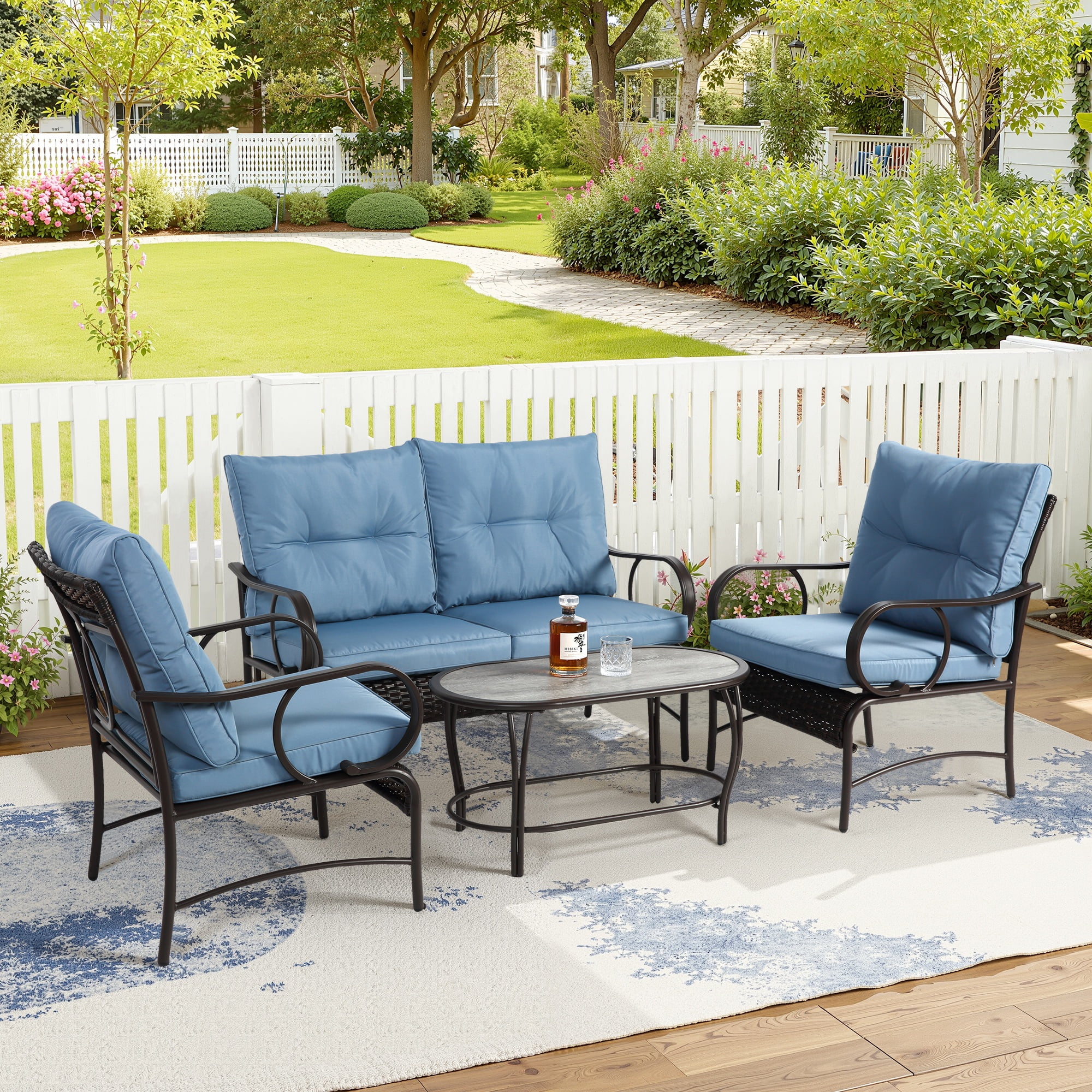 SEGMART 4-Piece Outdoor Patio Furniture Set, Patio Metal