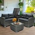 thumbnail image 1 of SEGMART 4 Piece Patio Furniture Set, All-Weather Outdoor Sectional Sofa Set, PE Rattan Conversation Set with Storage Box, Table & Cushions, Wicker Furniture Couch Set for Patio Deck Garden, 1 of 10