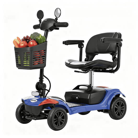 Segmart 4 Wheel Mobility Scooter for Seniors & Adults, Foldable Electric Mobility Scooter with 300W Motor, 9” All-Terrain Tires, 300 lbs Capacity, Indoor & Outdoor Use