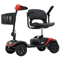 SEGMART 4 Wheel Mobility Scooter, Outdoor Mobility Scooters for Adults, Compact Motorized Scooter with Detachable Basket, Heavy Duty Scooter with 4 Flat Free Tires for Senior, 265lbs, Red, SS585