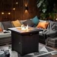 thumbnail image 1 of SEGMART 40,000 BTU Propane Fire Pit Table, 28inch Gas Fire Pit with Removable Lid & Lava Rock, Outdoor Rattan & Wicker -Look Square Fire Table, ETL Approved, Auto-Ignition, Brown, B6005, 1 of 9