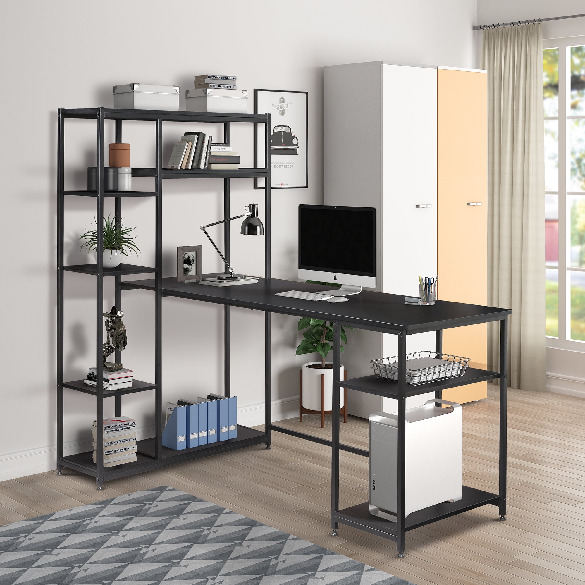 SEGMART 63'' x 35'' x 57'' Office Computer Table with MDF Tabletop ...